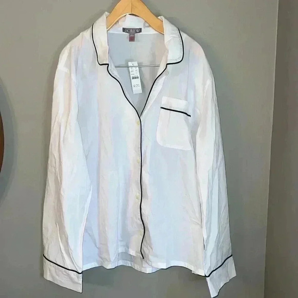 J. Crew End-on-end cotton long-sleeve pajama top Size L - Picture 3 of 10